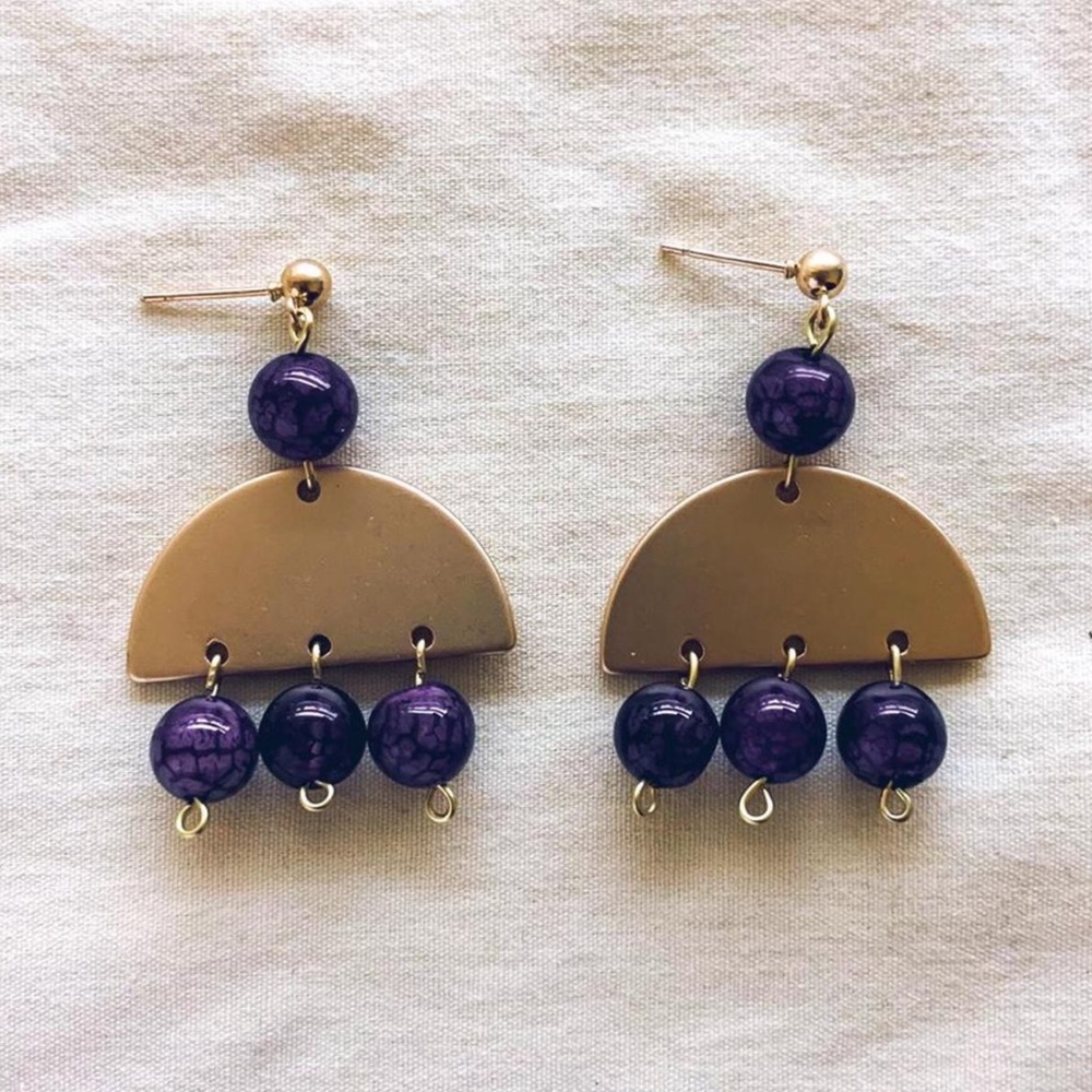 Amethyst and Gold Handmade Earrings